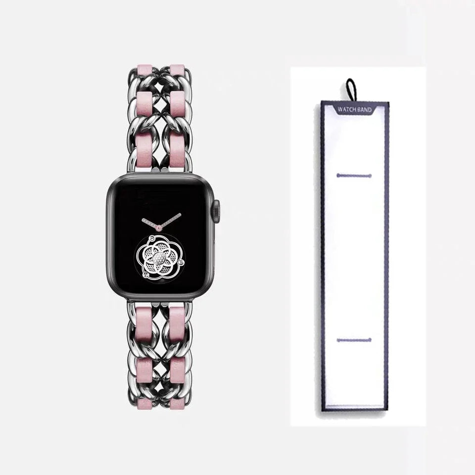 Apple Watch Woven-Accent Chain Bracelet Band