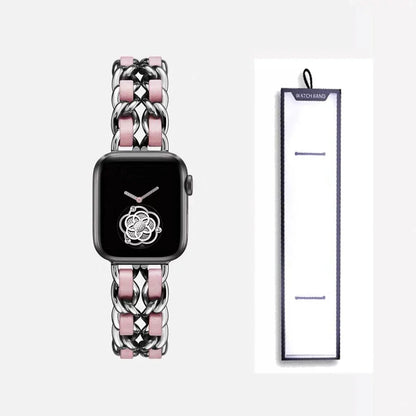 Apple Watch Woven-Accent Chain Bracelet Band