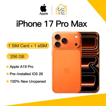 Apple iPhone 17 Pro Max Original New 12GB RAM 120Hz 6.9" Super Retina OLED Screen A19 Pro Chip 48MP Three Cameras iOS 26 5G
