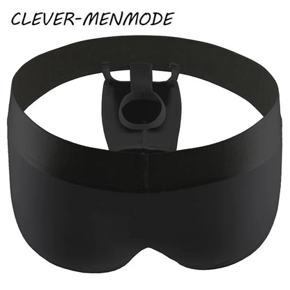 CLEVER-MENMODE Men's Sexy O-Ring Elephant Nose Briefs Ice Silk Men Ultra Thin Long Penis Mini Panties Miceo Openwork Lingerie