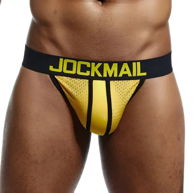 Mesh Men Sexy Underwear Thong Jockstrap and G String Sissy Panties Penis Pouch T-Back Lingerie Hombre Underpants Elastic