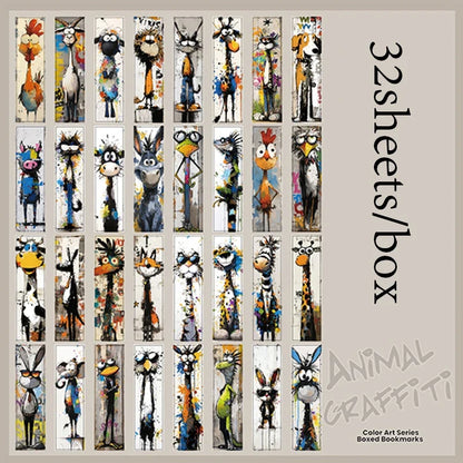 Mr.Paper 32pcs Color Art Series Bookmark Set for Reading Page Markers, Students Gift, Bible Journaling Supplies, Box Packaged
