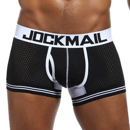 Mens Underwear Boxer Breathable Mesh Boxer Brief Male Underpants Sexy Panties  Mens Bodysuit Trunks PantQuick Dry Sports Fitness
