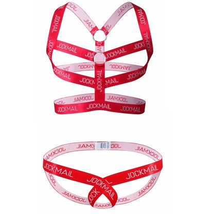 Sexy Gay Men Underwear Bondage Mens Harness Thongs Set Body Chest Costume G-string Jockstrap Lingerie Man Halter Neck Hollow Out