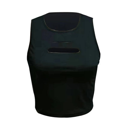Women's Black Cutout Sleeveless Cropped Tank Top