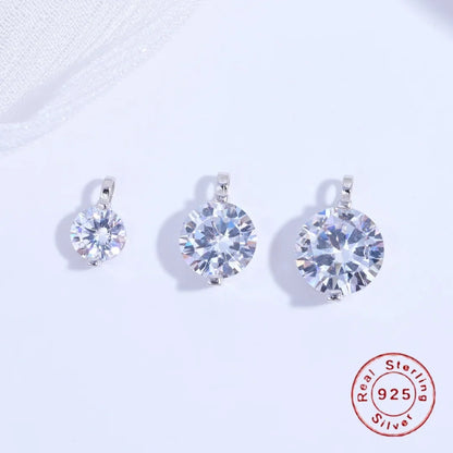 S925 Sterling Silver Inlaid Two-Claw Single Zircon Charm DIY Handmade Bracelet And Necklace Jewelry Accessories SD77
