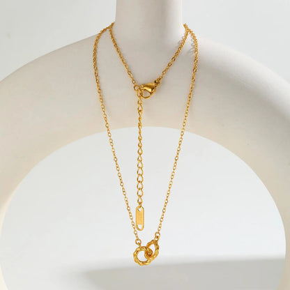 Twist Double Rings Choker Necklace for Women Teen Girl, Simple Stainless Steel Pendant Jewelry Waterproof
