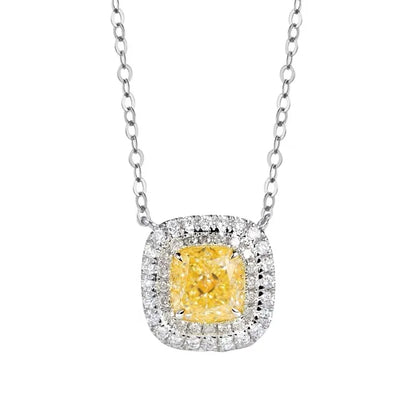 Huitan Women Pendant Necklace Inlaid Sparkling Yellow Cubic Zirconia Charming Party Engagement Daily Accessories Fashion Jewelry