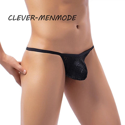 CLEVER-MENMODE Men Sexy Thong See Through Mesh Underwear Hole Panties Bulge Penis Pouch U Convex T Back G String Sissy Mankini