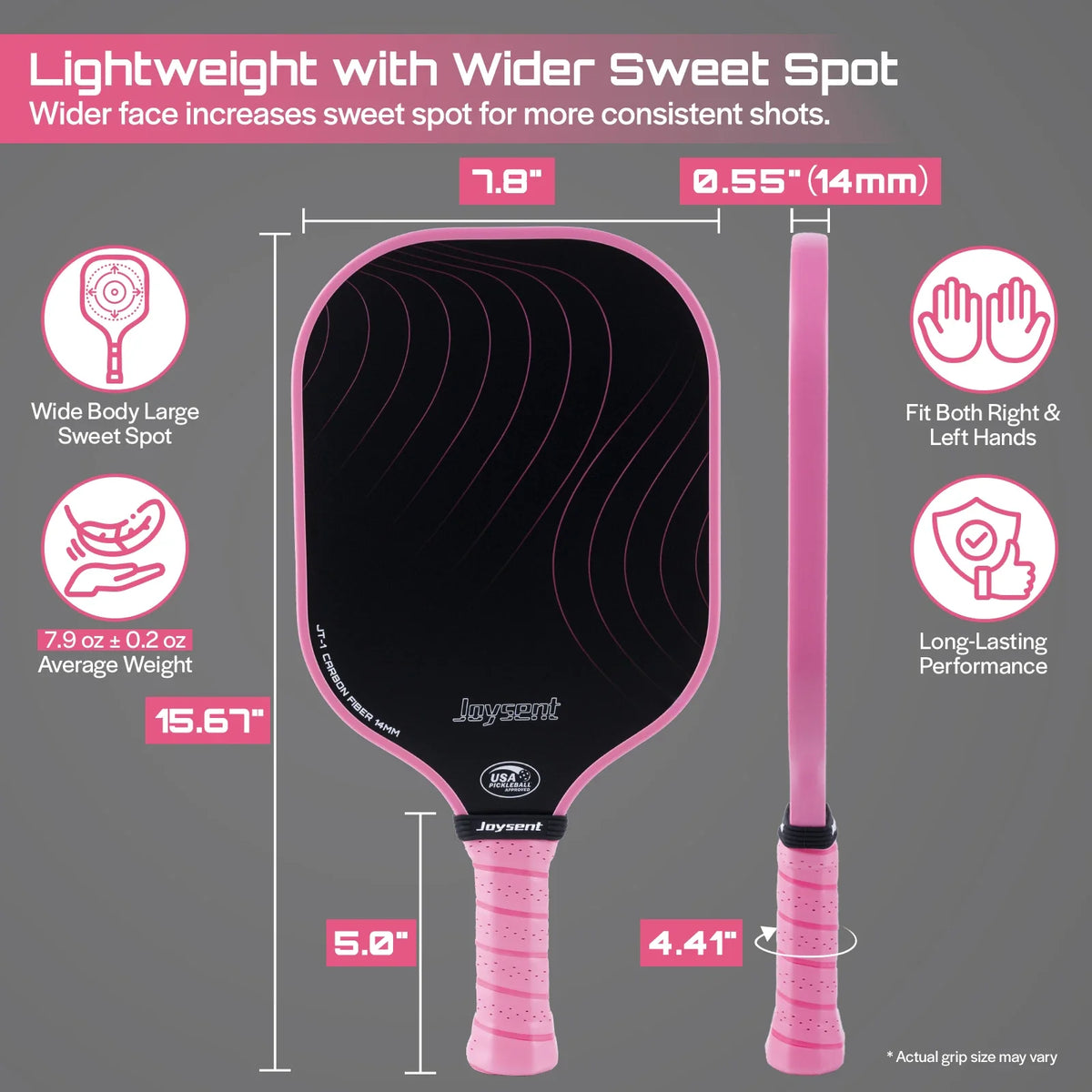 Joysent Pickleball Paddle USAPA T300 Carbon Fiber Pickleball Racket PP Honeycomb 14mm Pickle Ball Paddle For Beginner Men Women