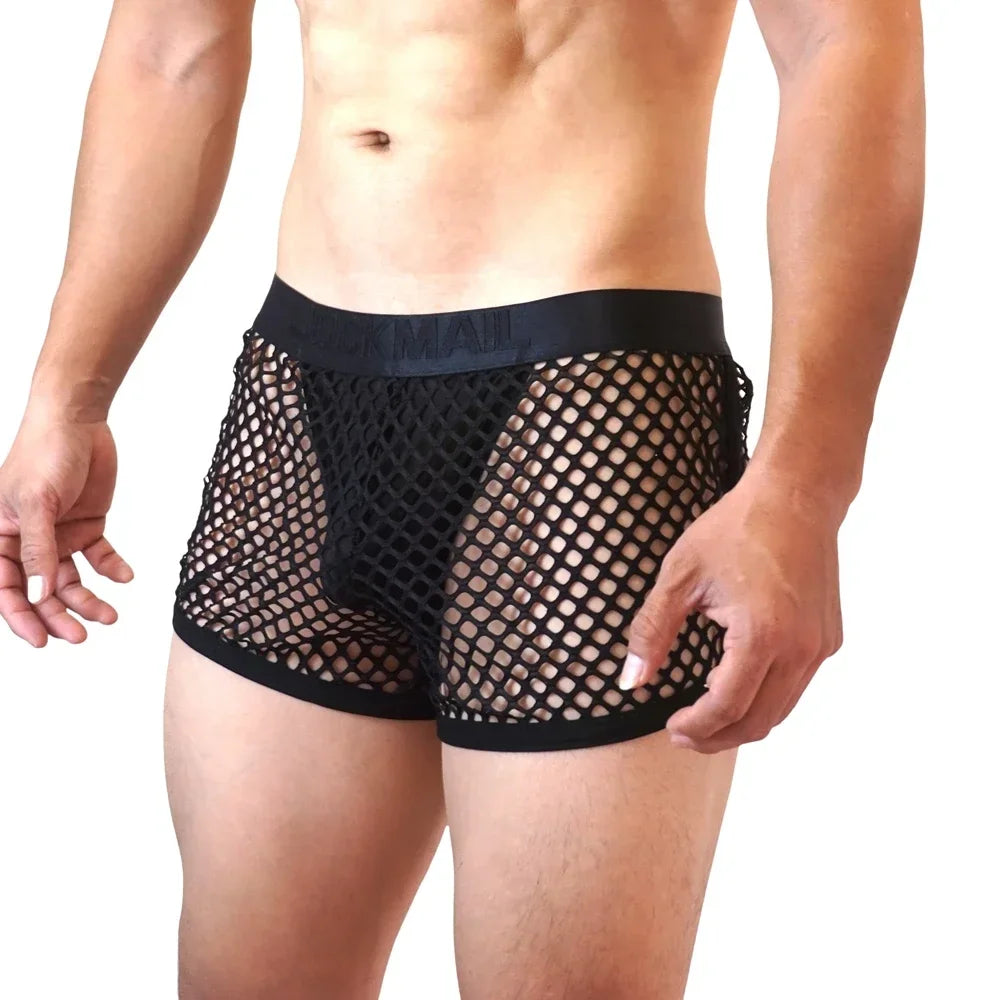 Men Underwear Boxer Thong 2 in 1 Lined with Thong Jockstrap Home Shorts Boxer Man Panties Sexy Soft Sport Short Boxer Mesh