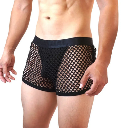 Men Underwear Boxer Thong 2 in 1 Lined with Thong Jockstrap Home Shorts Boxer Man Panties Sexy Soft Sport Short Boxer Mesh