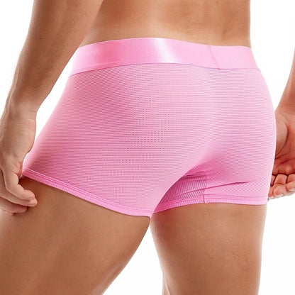 Fashion Fluorescent Color Men's Underwear Sporty Breathable Mesh Boxer Briefs Sexy Transparent Male Underpants Gay Sissy Shorts