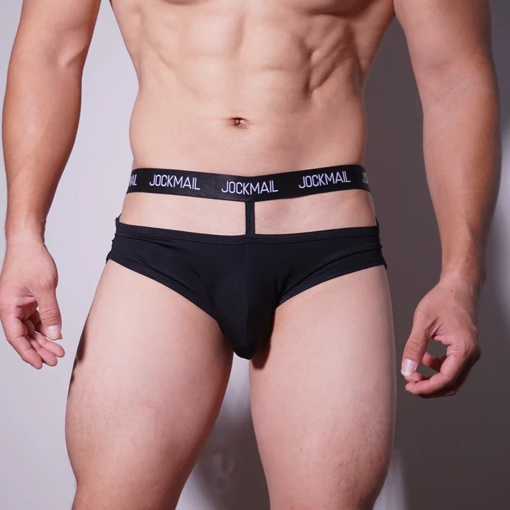 Jockmail Men Sexy G String Thong Erotic Jockstrap Bondage Gay Underwear Penis Pouch Strap Harness Hollow Lingerie Sissy Panties