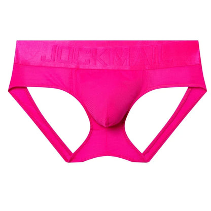 Sexy Men Thong Underwear Jockstraps Crotchless Underpants Low Waist Bikini Panties Mesh Elastic Thread Skin Friendly Lingerie