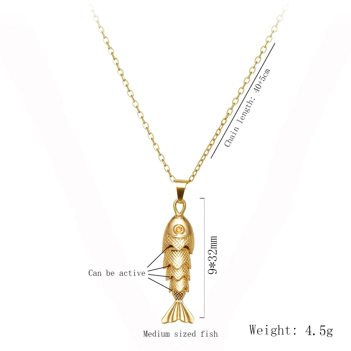 Trendy Gold-Plated Retro Personality Agile Small Fish Necklace for Women Anti-Allergic Fashionable Jewelry Accessory