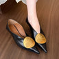 New Designer Pointed Toe Women High Heel Shoes Fashion Gold Metal Shallow Slip on Single Shoes Thin Low Heel Dress Pumps
