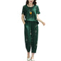 Classic Summer Two Piece Set (T-shirt+Pants) 2024 Women's Plus Size Fashion Casual Short Sleeve Classic Knitted Button Clothing