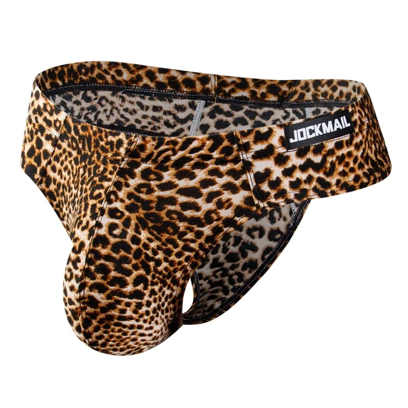 4PCS/Lot Leopard Sexy Men Bikini Brief Underwear Slip Hombre Calzoncillos Jockstrap Thong Men Briefs Pouch Cuecas Gay Underwear