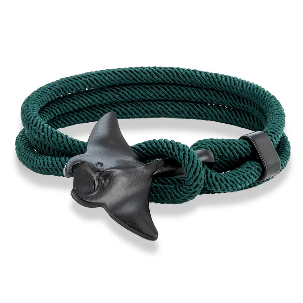 MKENDN Ocean Style Manta Ray Multilayer Rope Bracelet Charms Men Women Beach Wristband Adjustable Jewelry Homme
