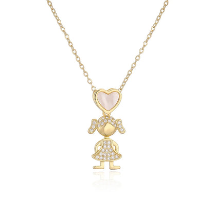 Luxury Gold-Plated Heart-Shaped Pendant Necklace for Boys And Girls Korean Trend Niche Anti Allergy Jewelry Gift