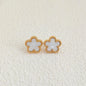 14K Gold Plated Stainless Steel Necklace Woman Five Leaf Petals Double