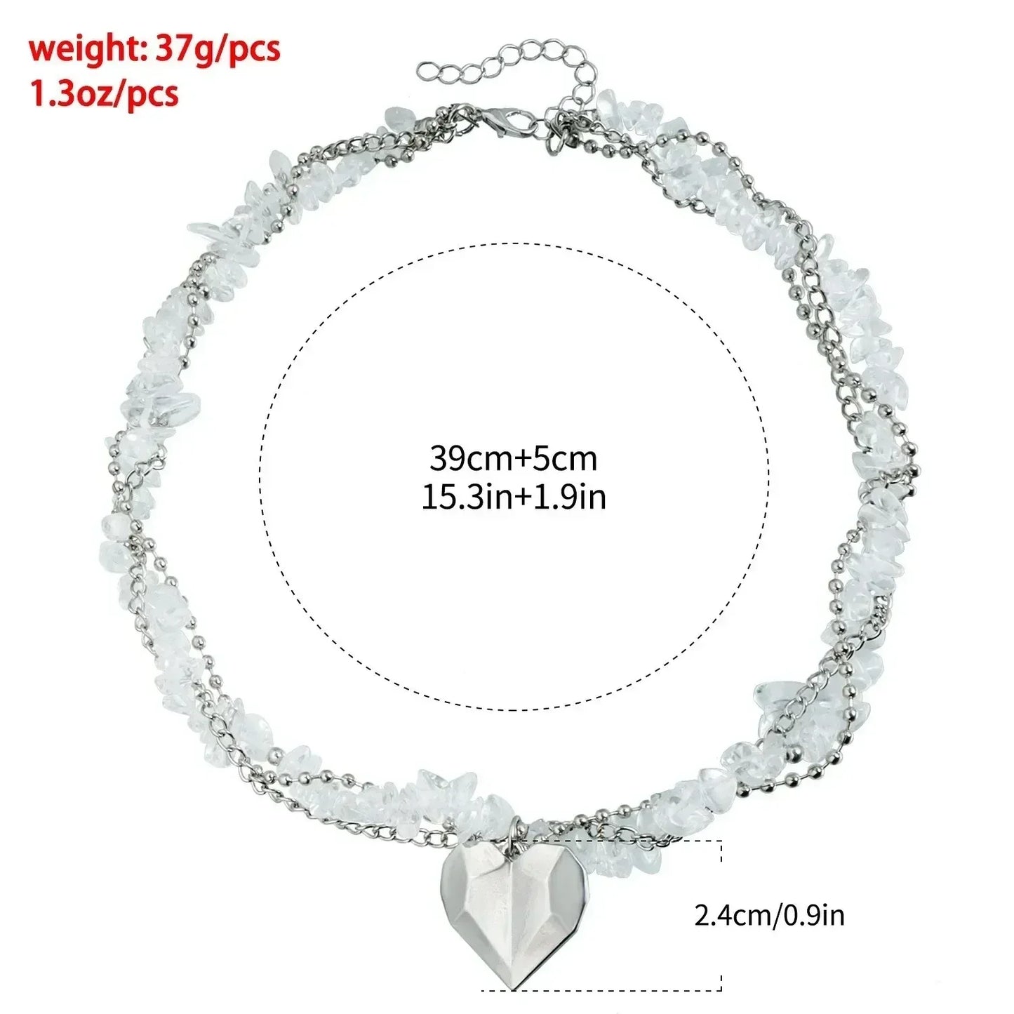 Fashion Heart Beaded Necklace for Women Boho Elegant Irregular Crystal Chain Y2K Choker Exquisite Party Gift Jewelry Accessories