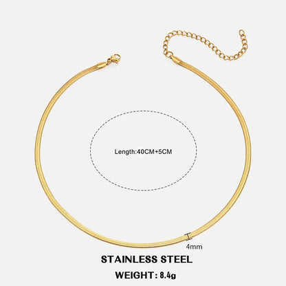 Hot Classic Unisex Flat Snake Chain Choker Necklace For Women Stainless Steel Herringbone Gold Silver Color Fashion Jewelry Gift