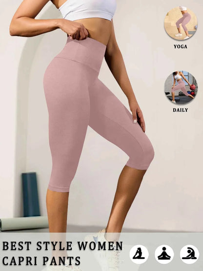 High Waisted Capri Yoga Pants - Tummy Control