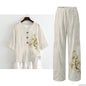 INSTANTARTS Clothing Female 2 Piece Sets for Women Summer Spring Outfits Lounge Sets V-Neck 3/4 Sleeve Set Fashion Matching
