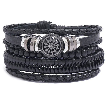 Modyle Multi-layer Gothic Leather Bracelet Set Punk Viantage Wings Charms Handwoven Bracelets for Men Jewelry Gifts
