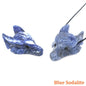 1.5" Wolf Head Stone Pendant Natural Healing Crystals Hand Carved Wolves Animal Statue Figurine Gems for Jewelry Making Necklace