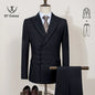 ST Cassy Elegant Men Suit for Wedding Slim Fit Double Breasted Multiple Buttons Casual Business Man 2 Piece Set Party Outfit