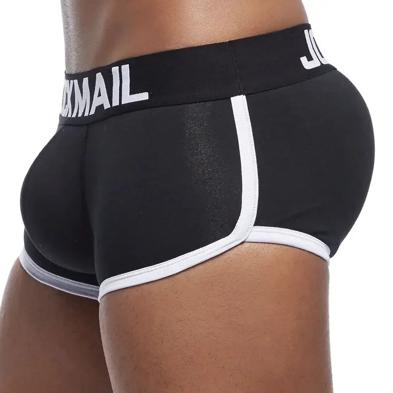 JOCKMAIL Brand sexy men underwear bulge enhancing men Boxer include Penis pad and hips buttocks double Removable push up cup