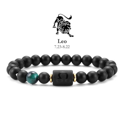 12 Zodiac Bracelets Natural Stone Cancer Virgo Leo Libra Bracelet Couples Friendship Gifts Bracelets Jewelry pulsera hombre