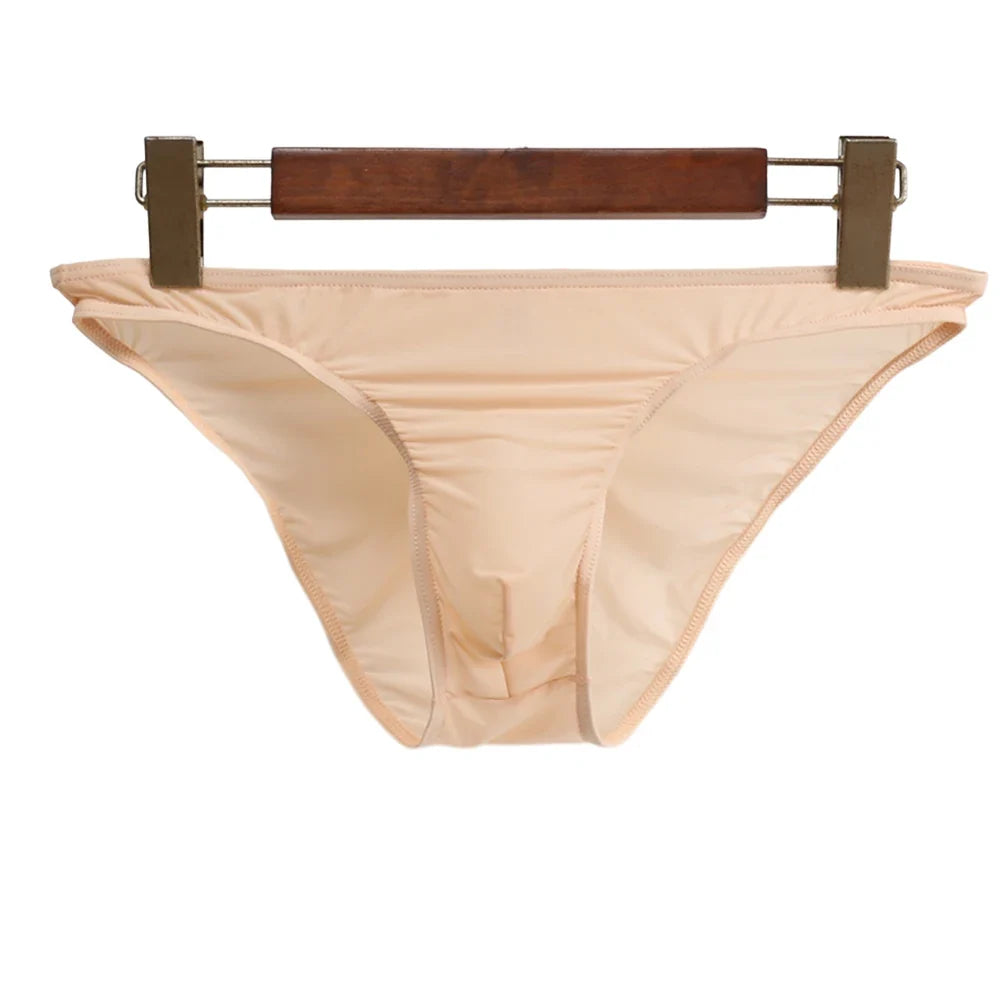 Sexy Men Bulge Pouch Briefs Underpants Panties Bikini Solid Color Transparent Briefs Underwear Pump Man Glossy Panties
