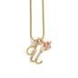 Gold Color Zircon Flower Pendant Necklace Female A-Z 26 Letter Alphabet Wedding Jewelry Gift for Women