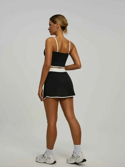 Women's Sports Set: Padded Crop Top & Pocket Skort