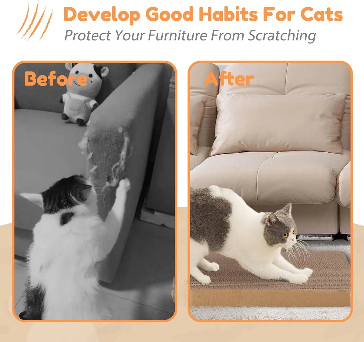 Durable Cardboard Cat Scratching Pad with Cat Bed Combo Non-Shedding All-Season Pet Bed Toy for Cats, Essential Pet Supplies
