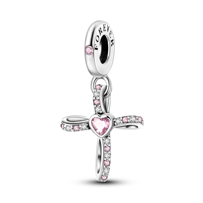 Charms Bead 925 Sterling Silver Pink Butterfly Luminous Firefly Dangle