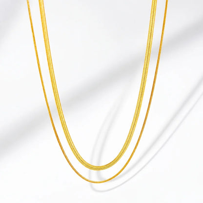 2-Piece Set of Snake Bone Chains, Simple and Stylish Casual 304L Stainless Steel Double-Layered Necklaces, Unisex, Fashionable and Elegant, Comfortable and Versatile