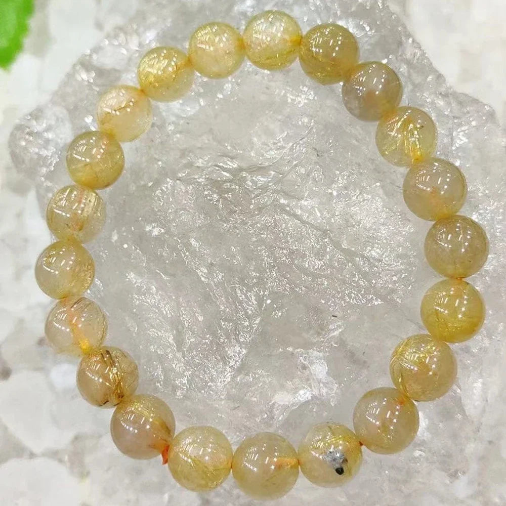 Ruberthen New Design AA Grade Natural Golden Rutilated Quartz Stone Bracelet Natural Rutile Metaphysical Confidence Jewelry