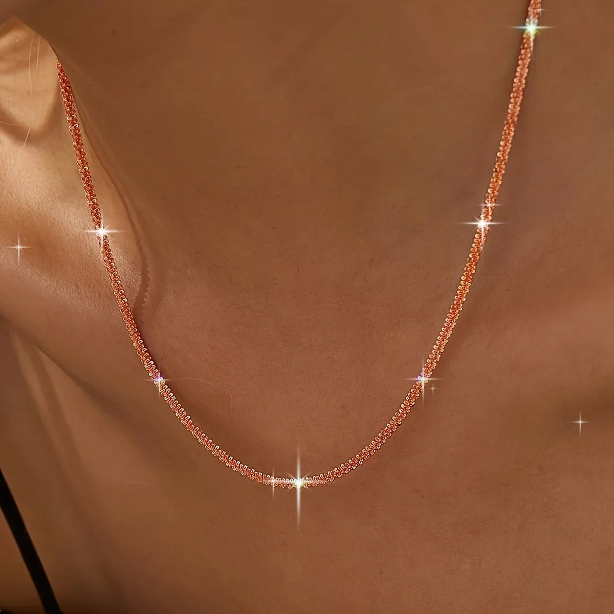 LUXUKISSKIDS Shiny Solid Chains Elegant Necklaces for Woman Sparkling Clavicle Chain Choker Simple Wedding Jewelry Collar Gifts