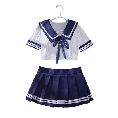 JK Girl Miniskirt Set Sexy Women Lingerie Cosplay Babydoll Plaid Skirt Lace Sleepwear Erotic Student Uniform Kit Sexy Nightdress