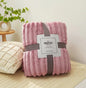 Coral Fleece Flannel Blanket 300GSM Ultra Soft Microfiber Plush Throw Blanket Warm Striped Cozy Blanket for Couch Bed Sofa