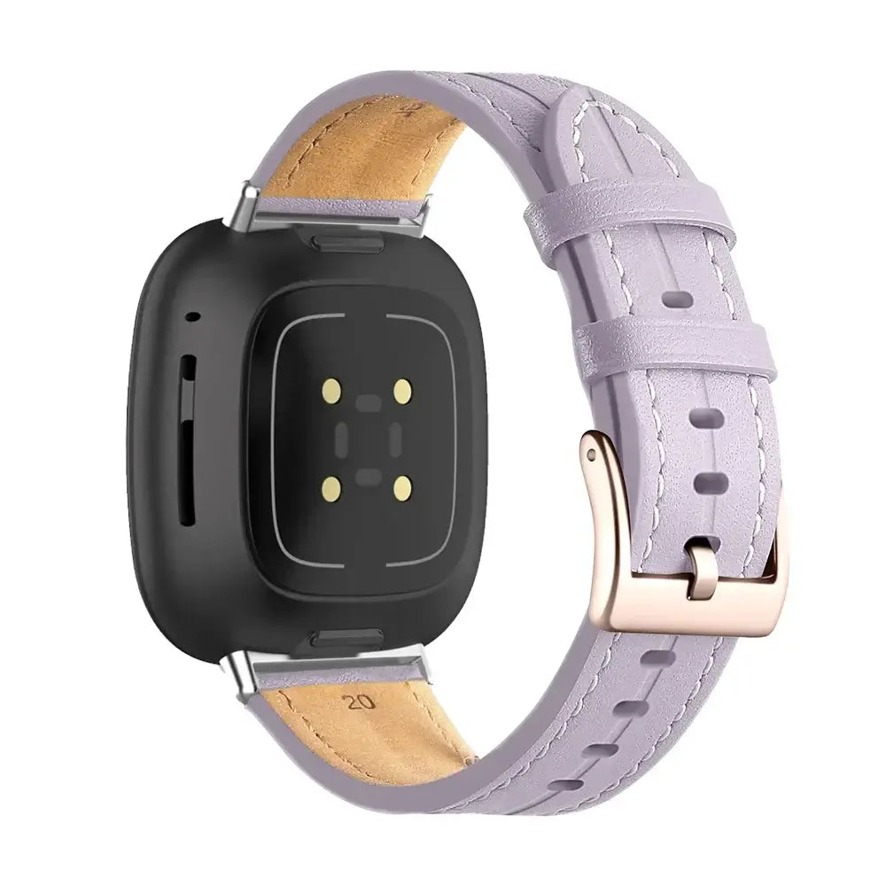 Fitbit Versa 4, 3, 2 & Sense 2 Leather Band with Contrast Stitching