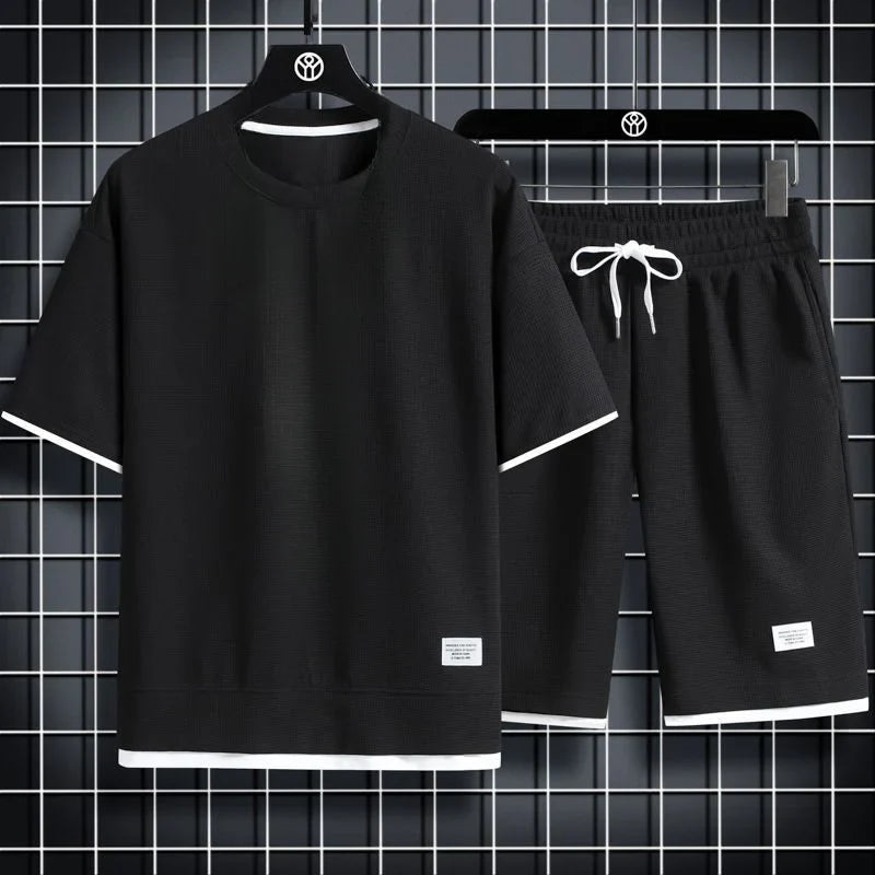 Men's Waffle Summer Casual Tracksuit Set