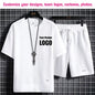 Personalized Custom Print Short Sleeve  T-Shirt Sport Shorts 2 Piece Sets Men's Summer Outfit Breathable and Quick-drying