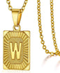 Initial Pendant Necklace for Women Simple Stainless Steel Cuba Link Charm Letter Square Necklace Men Jewelry Couple Gift