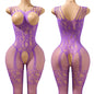 Sexy Big Loophole Open Bra BodySuits Erotic Crotchless Lingerie Women Fishnet Hollow Exposed Breast Adult Plus Size Underwear